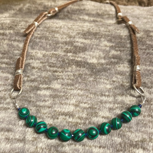 Handmade Jewelry - HP⭐️ Handmade Malachite & Sapphire on wire wrapped suede. New